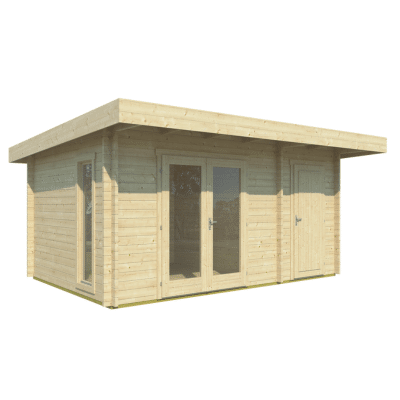 Zrubová záhradná chatka s rovnou strechou a skladom